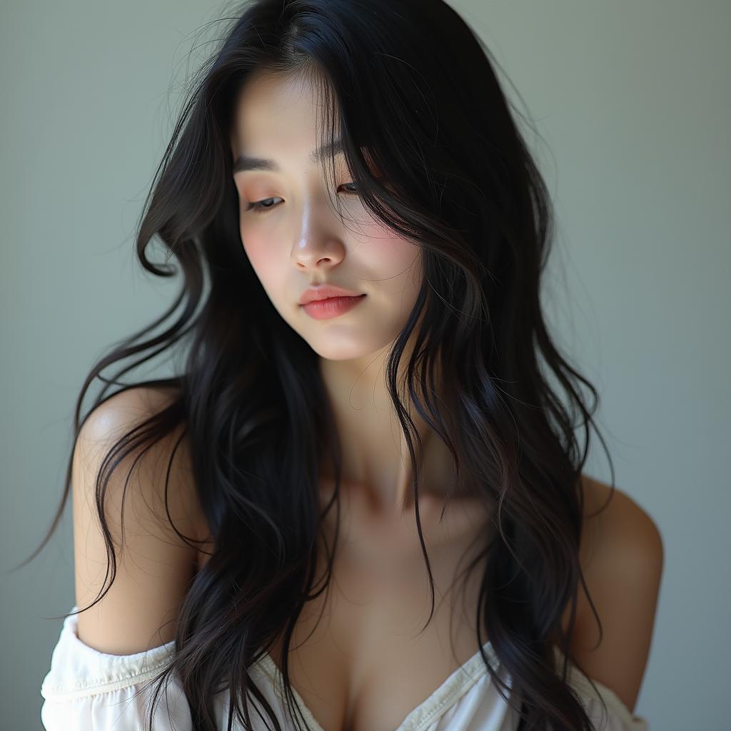 Bo suu tap anh hot girl dang yeu toc dai den ong a goc chup nghieng tho mong